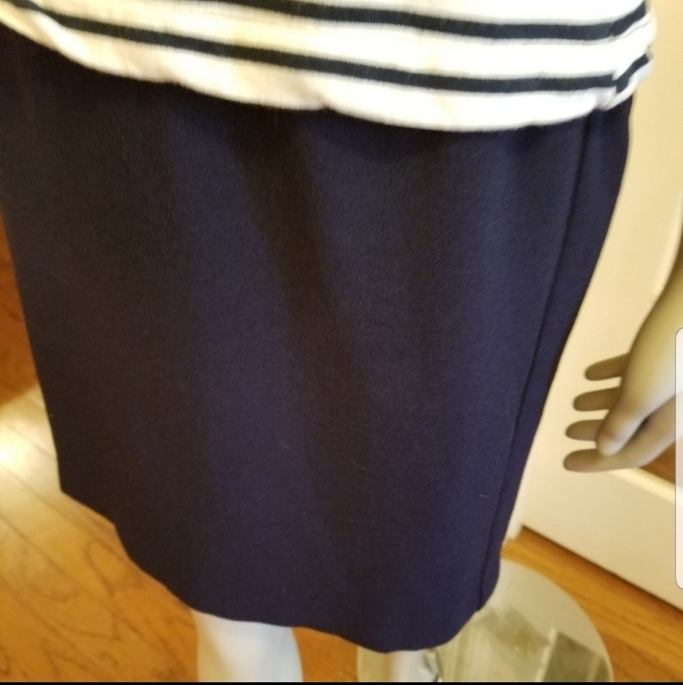 ZARA BASIC COLLECTION NAVY AND IVORY STRIPED SHIFT DRESS - Picture 4 of 13